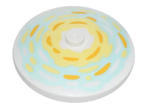White Dish 4 x 4 Inverted (Radar) with Solid Stud with Bright Light Yellow and Bright Light Orange B