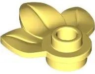Bright Light Yellow Plant Plate, Round 1 x 1 with 3 Leaves