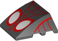 Black Wedge 4 x 3 Triple Curved No Studs with Red Eye Outlines and Red Spider Web Pattern