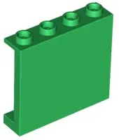 Green Panel 1 x 4 x 3 with Side Supports - Hollow Studs