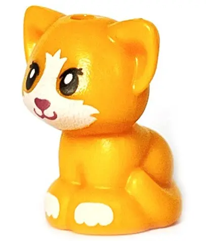 Bright Light Orange Cat, Friends Style, Baby Kitten, Sitting with Metallic Pink Nose, White Muzzle a