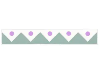 White Tile 1 x 6 with Sand Green Edge Triangles and 5 Lavender Dots Pattern