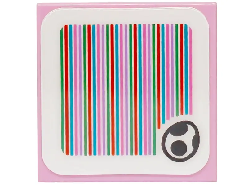 Bright Pink Tile 2 x 2 with Super Mario Scanner Code Yoshi Egg Pattern (Sticker) - Sets 71387 / 7141