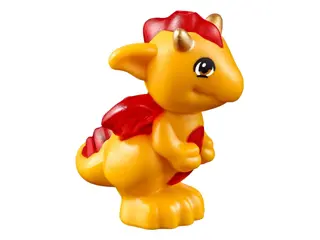 Bright Light Orange Dragon, Elves, Baby with Molded Trans-Red Stomach, Spines, and Wings and Printed