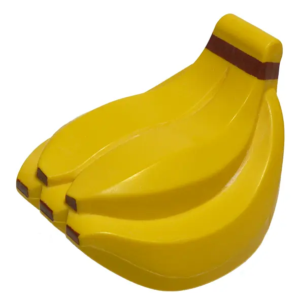 Yellow Duplo Bananas - Smooth Handle, Indented Base with Reddish Brown Clasp and Tips Pattern