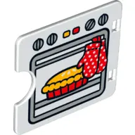White Duplo Door / Window Pane 1 x 4 x 3 with Semi Oval Cutout with Pie Baking in Oven Pattern