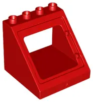 Red Duplo Roof Sloped 4 x 4 x 3 with Window Opening