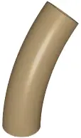 Tan Brick, Round Tube 1 x 1 d. 45 degrees Elbow Macaroni Half - Axle Hole