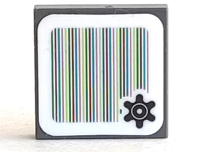 Dark Bluish Gray Tile 2 x 2 with Super Mario Scanner Code Gear Pattern (Sticker) - Sets 71387 / 7142
