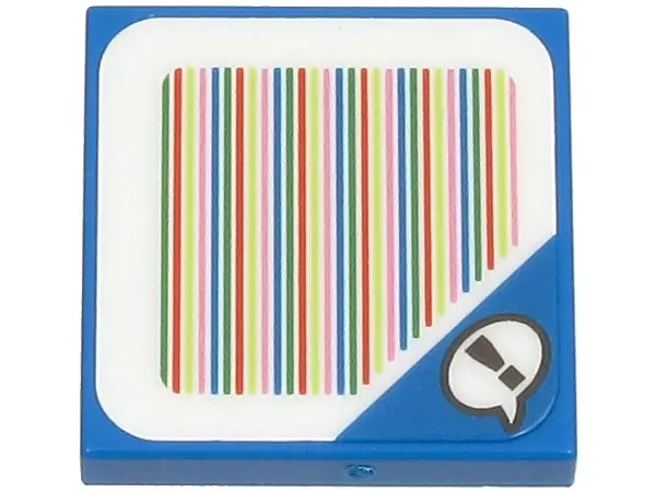 Blue Tile 2 x 2 with Super Mario Scanner Code Blue Toad Speech Bubble with Exclamation Mark Pattern 