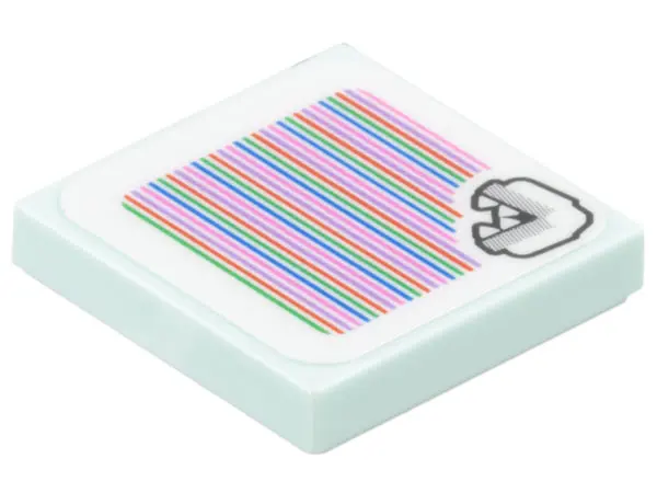 Light Aqua Tile 2 x 2 with Super Mario Scanner Code Bone Piranha Plant Pattern (Sticker) - Set 71423