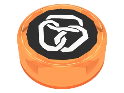 Trans-Orange Tile, Round 1 x 1 with Ninjago Constrictai Pattern