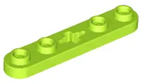 Lime Technic, Plate 1 x 5 with Smooth Ends, 4 Studs and Center Axle Hole