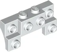 White Brick, Modified 2 x 4 - 1 x 4 with 2 Recessed Studs and Thin Side Arches