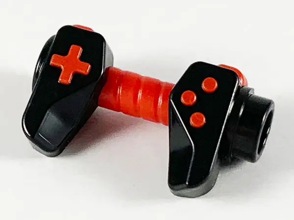 Black Minifigure, Utensil Game Controller, Holes on Sides for Bar with Molded Red Buttons and Center