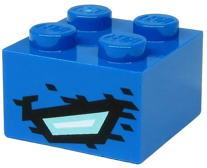 Blue Brick 2 x 2 with Metallic Light Blue and White Quadrilateral and Black Stripes and Spots (Drago