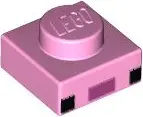 Bright Pink Plate 1 x 1 with 2 Black Squares and Magenta Rectangle Pattern (Minecraft Axolotl Face)