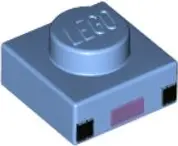 Medium Blue Plate 1 x 1 with 2 Black Squares and Medium Lavender Rectangle Pattern (Minecraft Axolot