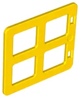 Yellow Duplo Door / Window Pane 1 x 4 x 3 with 4 Same Size Panes Square Corners