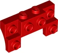 Red Brick, Modified 2 x 4 - 1 x 4 with 2 Recessed Studs and Thin Side Arches