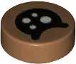 Medium Nougat Tile, Round 1 x 1 with Black Circle Eye with White Spots and Partially Closed Curved E