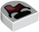 White Tile, Round 1 x 1 Half Circle Extended with Black Nose, Dark Red Open Mouth, and Coral Tongue 