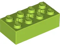 Lime Technic, Brick 2 x 4 with 3 Axle Holes