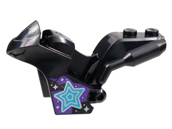 Black Motorcycle Fairing, Stuntz Sport Bike Tapered Front with Medium Azure, Dark Pink, and Silver S