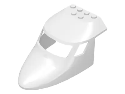 White Aircraft Fuselage Forward Top Curved 6 x 10 x 4 with 3 Window Panes