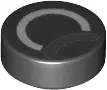Black Tile, Round 1 x 1 with White Circle Eye with Dark Bluish Gray Partially Closed Curved Eyelid P