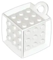 White Bag Tag Cube with 3 x 3 Studs on All Sides