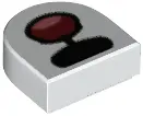 White Tile, Round 1 x 1 Half Circle Extended with Black Nose and Open Mouth with Tongue Pattern