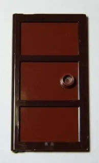 Dark Brown Door 1 x 4 x 6 with 3 Panes with Molded Reddish Brown Glass with Stud Handle  Pattern