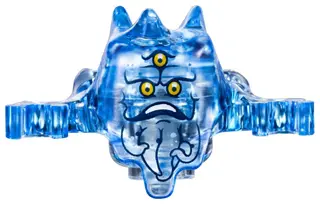 Trans-Medium Blue Minifigure, Headgear Ghostbusters Ghost with Three Eyes Pattern