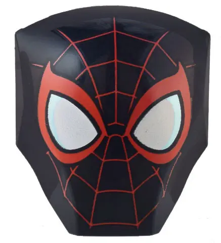 Black Large Figure Armor, Smooth with 2 x 2 Round Brick Attachment with Red Webbing, Large White Eye