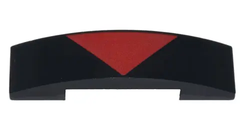 Black Slope, Curved 4 x 1 x 2/3 Double with Red Triangle Pattern