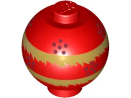 Red Brick, Round 2 x 2 Sphere with Stud / Robot Body with Dragon Dance Pearl, Gold Fringe and Dark R