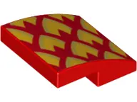 Red Slope, Curved 2 x 2 x 2/3 with Gold and Orange Dragon Scales, Pointed Right Pattern