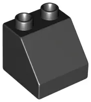 Black Duplo, Brick 2 x 2 x 1 1/2 Slope 45