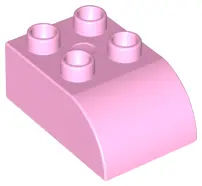 Bright Pink Duplo, Brick 2 x 3 Slope Curved