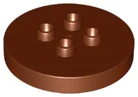 Reddish Brown Duplo, Brick Round 4 x 4 Flat Top Thin with 2 x 2 Studs (Table)