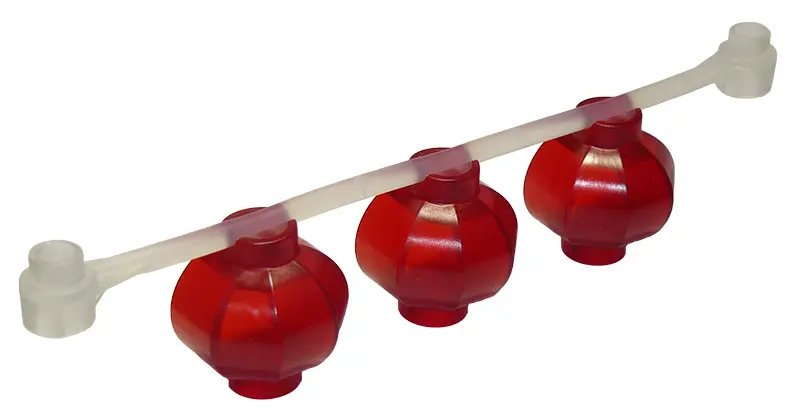 Trans-Red Duplo Chinese Lanterns with Molded Trans-Clear Vine 12L with Studs and Stud Receptacles on