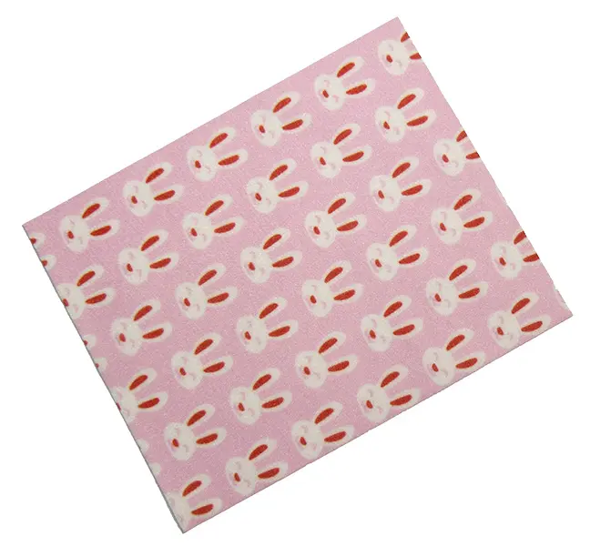 White Duplo, Cloth Blanket 8 x 10 cm with Bunny / Rabbit on Bright Pink Background Pattern