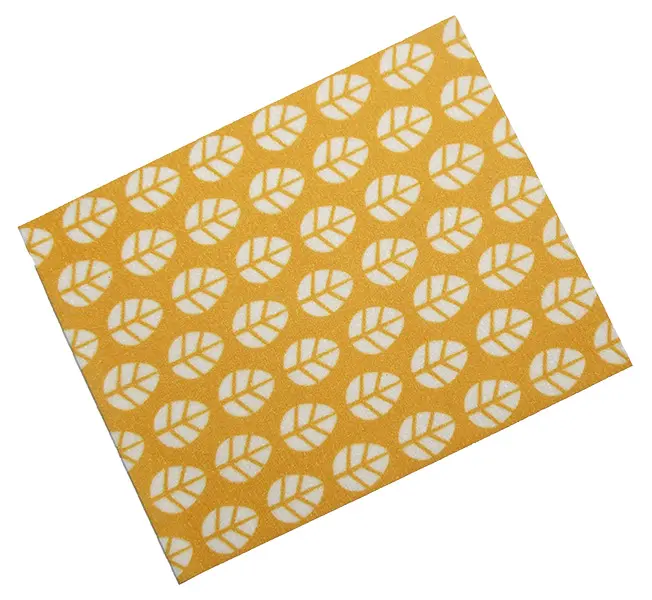 White Duplo, Cloth Blanket 8 x 10 cm with Leaves on Bright Light Orange Background Pattern