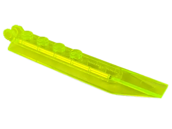 Trans-Neon Green Hinge Plate 1 x 8 with Angled Side Extensions, 9 Teeth and Rounded Plate Underside