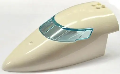 White Aircraft Fuselage Forward Top Curved 8 x 16 x 5 with Trans-Light Blue Glass