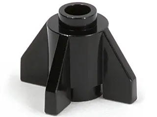 Black Brick, Round 1 x 1 with Fins