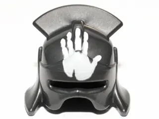 Pearl Dark Gray Minifigure, Headgear Helmet Castle with Lateral Comb and Handprint Pattern