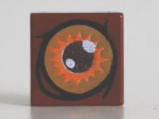 Reddish Brown Tile 1 x 1 with Brown and Orange Eye Ent / Treebeard Pattern