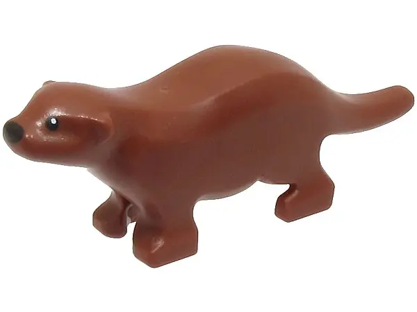 Reddish Brown River Otter with Black Eyes and Nose Pattern